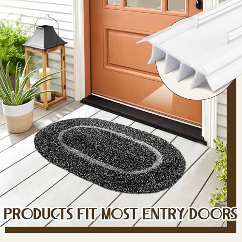 Pushglossy 2 Pcs Kerf Style Door Bottom 36" Long 1 3/4" Wide Replacement Threshold Seal with Vinyl Fins Weatherstrip Draft Stopper for Interior Exterior Doors(White)