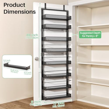 8 Tiers Over the Door Organizer - Height Adjustabl... (Black | Metal)