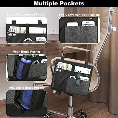 Cosmos Armrest Chair Side Organizer Bedside Caddy Organizer Bunk Bed Storage Bag Armchair Wheelchair Hanging Side Pocket Bag for Ipad, Tablet, Phone, Remote Control, Magazines, Books & Water Bottle