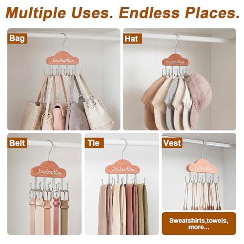 Bra Hanger for Closet Organizer, Cedar,2 Pack 8 Hook | Space Saving Wooden Tank Top Hangers with 8 Foldable Hooks & Holds 24 Items, Storage for Bras, Scarves, Belts, Ties and More