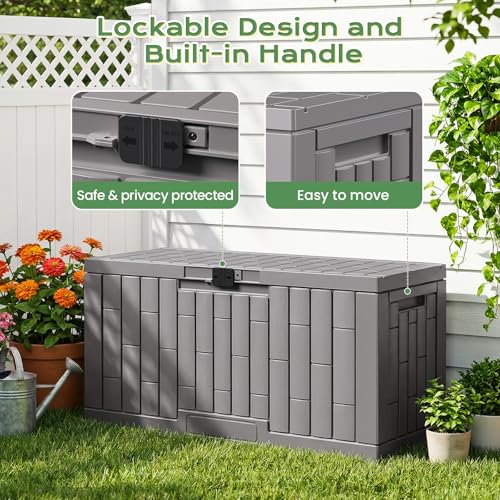 Jocoevol Deck Box 60 Gal, UV Resistant & Waterproof Outdoor Storage Box with Lock, Easy Assemble Storage Bins Container for Pool Patio Garden