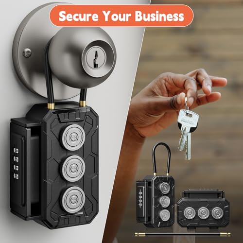 Magnetic Key Lock Box,Magnetic Key Holder Under car,Magnetic Key Cabinets,Key Holder Magnetic,Hide a Key Magnetic Holder,Waterproof Magnetic Key Hider Outside,4 Combinations & Dual Mounting,
