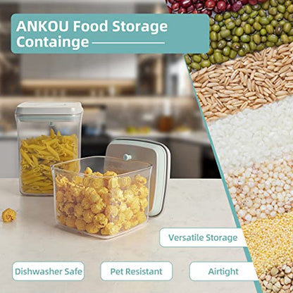 Airtight Container Set - (380ml 4 Pcs) Stackable One Button Openning Food Containers for Snacks Candy Salt Herbs Spices BPA-Free Tranparent (0.32 QT * 4)