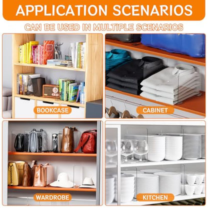 10 Pack Acrylic Shelf Dividers for Closet Organization - Suitable for All Cupboard,Wood Shelves -Clear Closet Dividers for T Shirt,Towel,Bag,Purse Dividers,Handbag Organizer,Sweater Organizer