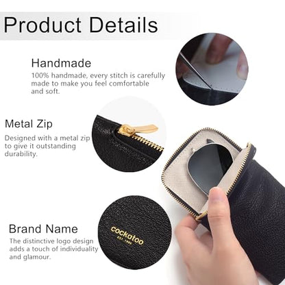 Cockatoo Sunglasses Leather Soft Case Zipper Eyeglass Pouch for Women Men