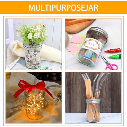 30 Pack 8 oz Mason Jars with Lids, Half Pint Canni... (Clear | Glass)