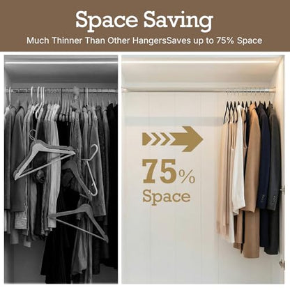 HOUSE DAY Premium Velvet Hangers, Non-Slip Thin Flocked Felt Hangers, Sturdy Clothes Hangers Heavy Duty Coat Hangers & Suit Hangers, Durable Suit Hangers for Closet Space Saving (20 Pack, Black)