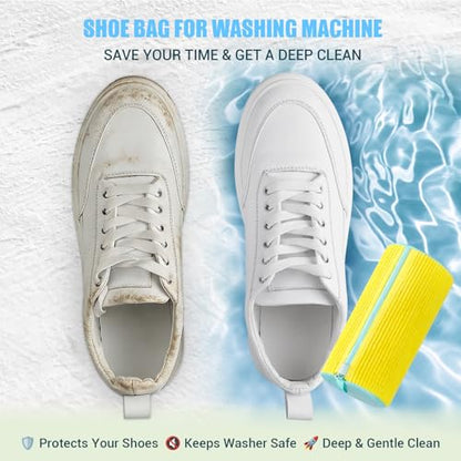 Shoe Washing Machine Bag, 2 PC Reusable XXL Shoes Laundry Bag for sneakers | Wash bags for washer and dryer, with concealed heavy-duty zipper to protects shoes & machine, Cleaning bag for tennis shoe