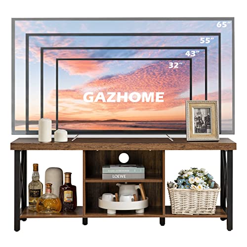 TV Stand for TV up to 55 Inches, TV Cabinet with Open Storage, TV Console Unit with Shelving for Living Room, Entertainment Room, Rustic Brown