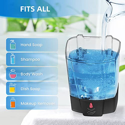 Automatic Soap Dispenser Hand Soap Dispenser Wall Mount 600m/21 fl.oz, Touchless Electric Sensor Pump Battery Operated for Offices Home Kitchen Bathroom Hotel Restaurant Commercial