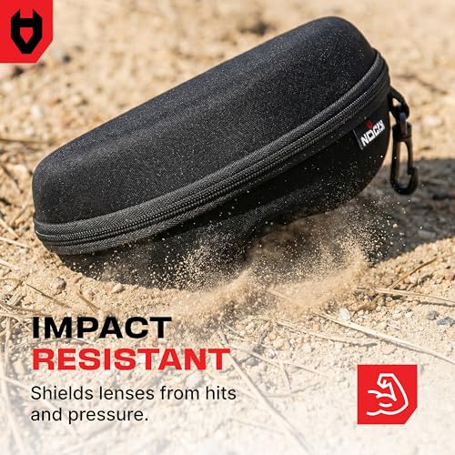 NoCry Glasses Case Hard Shell with Velvet Lining, Reinforced Zipper & Belt Clip — Protective Sunglasses or Eyeglass Case for Sunglass or Safety Glasses, Perfect Storage for Travel — For Men and Women