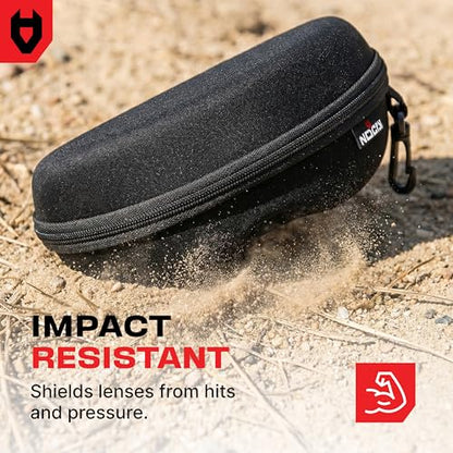 NoCry Glasses Case Hard Shell with Velvet Lining, Reinforced Zipper & Belt Clip — Protective Sunglasses or Eyeglass Case for Sunglass or Safety Glasses, Perfect Storage for Travel — For Men and Women