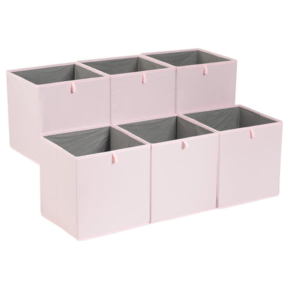 Amazon Basics Collapsible Cube Organizer Bins, Closet Storage Organizer Baskets for Shelves, Space-Saving, 13" x 15" x 13", Peony Pink, Pack of 6