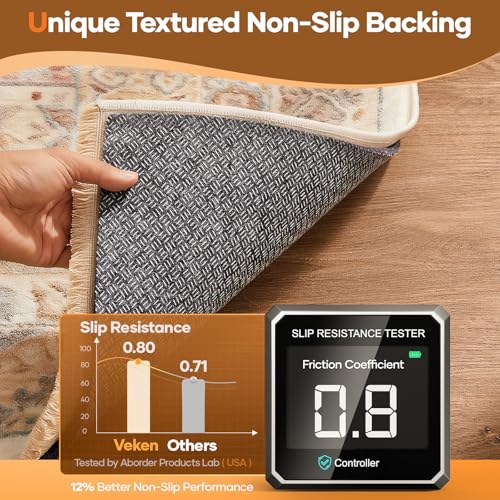 Veken Non Slip Cushioned Rug Pad Gripper, Felt and Silicone Backing, 8 x 10 Ft, 1/4 inch Thick Carpet Liner Protector Mat for Area Rugs and Hardwood Floors, with Over 99 Pcs Anti-Slip Strips Pattern