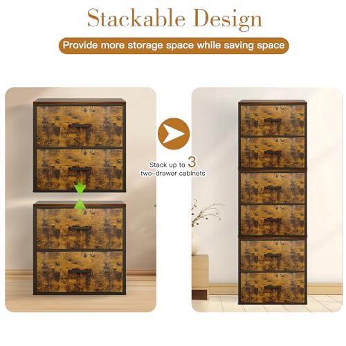 Stackable Storage Drawers, Closet Drawer Organizers and Storage | Storage Drawers for Clothes Small Dresser for Closet 2 Drawer Dresser for Bedroom, Dorm, Office, Living Room, Under Bed