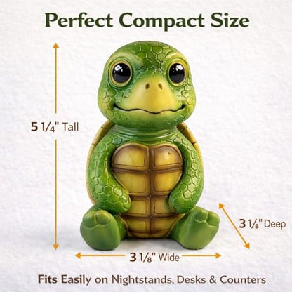 Baby Turtle Eyeglasses Holder Stand – “Shelldon” Funny & Cute Glasses Holder for Desk, Nightstand or Office – Resin Eyewear Organizer for Reading Glasses, Sunglasses & Prescription Frames – Fun Turtle Figurine Decor