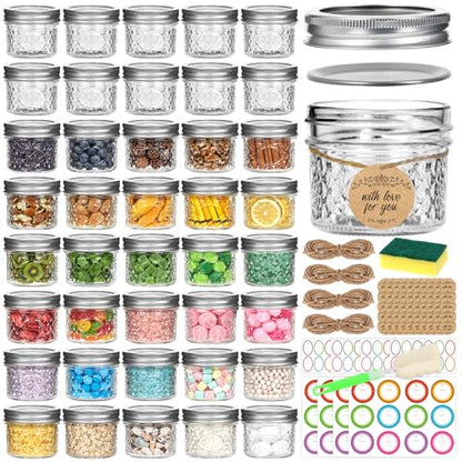 4oz Glass Mason Jars with Airtight Lids, Mini Canning Jars 40 Pack