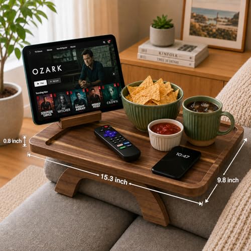 Couch Trays & Sofa Armrest Table - Multi-Functional Arm Trayes for Couch, Perfect Sofa Arm Tray Table for Snacks & Drinks