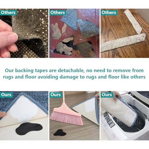 Large Size Grippers, Non Slip Washable Rug Tape Grip Carpet Corner, Hook and Loop Pads Non Curl Reusable Stoppers Keep Your Area Rug Flat on Hardwood Floors and Tiles (32)