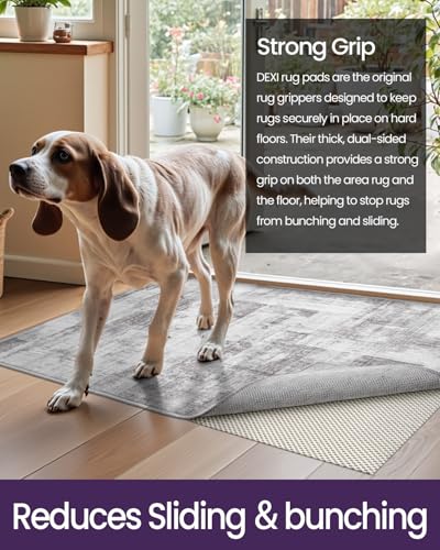 DEXI Rug Pad Gripper for Hardwood Tile Floor, 3x8 Non Slip Under Carpet Padding Cushioned, Waterproof Thick Walking Pads for Area Rugs, White