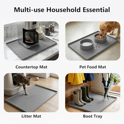 Mateeylife Under Sink Mat Kitchen Waterproof, Silicone Sink Tray 22"X34" | Under Sink Organizer Cabinet Shelf Protective Liner, Multi-use Silicone Mat for Boot Tray & Litter Mat, Dark Grey