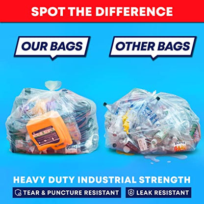 45 Gallon Trash Bags Heavy Duty, (Huge 100 Bags w/Ties) Clear Recycling Extra Large Trash Bag Liners. 40 Gallon, 42 Gallon, 44 Gallon, 45 Gallon, 31 Gallon, 32 Gallon, 39 Gallon Clear Trash Can Liners