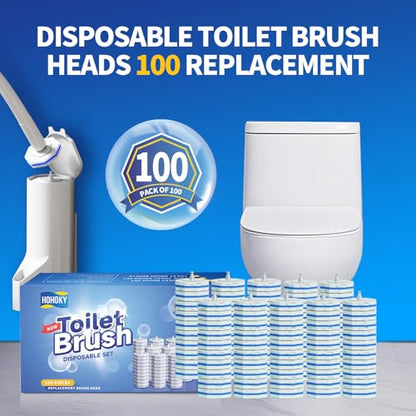 100pc Bulk Toilet Brush Refills - Disposable Toilet Brush Replacement Heads, Pack for Household Cleaning Bathroom cleaners Compatible Heads,washroom mats Cleaning System,Clean Refill Pads.