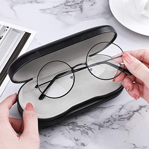 MoKo Double Eyeglass Case,Glasses and contact case 2 in 1 with Mirror | Double Sided Portable Contact Case and Mirror Tweezers Remover,Sunglasses case Container Soak Storage Kit for Women, Black