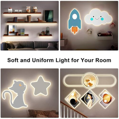 White COB Led Strip Lights Max with RF Remote, 16.4ft 3000K CRI93+ Dimmable Bright Warm White COB Light Strip, Adhesive Indoor COB Led Lights for Living Room, Shelf, Cabinet