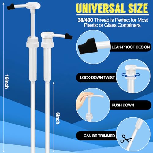 4 Pcs 38-400 1 oz 5 Gallon Pump Dispenser with 50cm Extended Tube | Pump for Large Gallon Bucket, Cap to Avoid Dripping, Great for Shampoo, Conditioner, Bleach Liquid, Laundry, Detergent, Oil