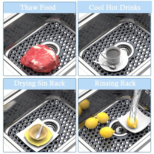 Silicone Sink Protector Kitchen Sink Mat 2 Pack 13... (Gray | Silicone)