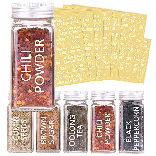 66 Pcs 4 oz Glass Spice Jars with Shaker Lids and 703 Spice Labels