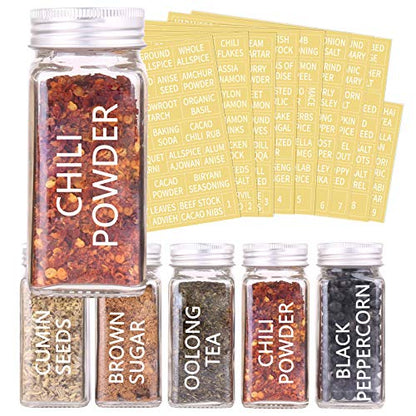 66 Pcs 4 oz Glass Spice Jars with Shaker Lids and 703 Spice Labels