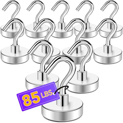 Magnetic Hooks for Cruise Cabins, 85LBS, 12 Pack,... (Silver | steel)