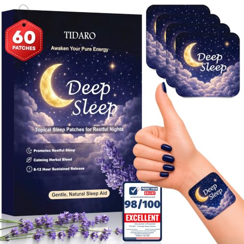 Premium 60 Count Sleep Patches with Valerian Root and Melatonin Extra Strength for Adults - Natural Relaxation and Deep Calm Home Support Patch At Night