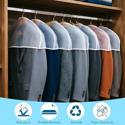 24pcs, Shoulder Covers For Hanging Clothes, Clothes Cover For Hanging, Suit Covers For Closet, Clothes Protectors For Hanging Clothes, Suit Covers, 24" W X 12" H X 2" D With 2" Gusset, Reusable