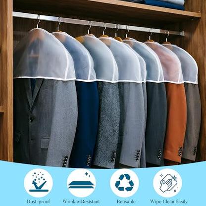 24pcs, Shoulder Covers For Hanging Clothes, Clothes Cover For Hanging, Suit Covers For Closet, Clothes Protectors For Hanging Clothes, Suit Covers, 24" W X 12" H X 2" D With 2" Gusset, Reusable