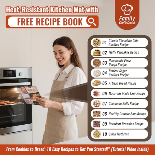 Silicone Baking Mat with 10 Recipes, Extra Thick Silicone Mats for Baking, Non Stick Pastry Mat for Rolling Dough, Silicone Macaron Baking Mat for Cookie,Bread,Pizza,Fondant Mat, Oven&Dishwasher Safe