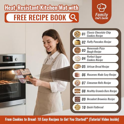 Silicone Baking Mat with 10 Recipes, Extra Thick Silicone Mats for Baking, Non Stick Pastry Mat for Rolling Dough, Silicone Macaron Baking Mat for Cookie,Bread,Pizza,Fondant Mat, Oven&Dishwasher Safe