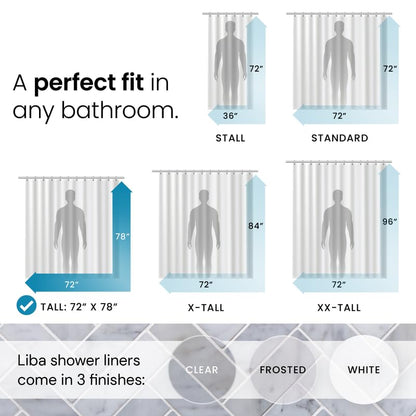 LiBa Shower Curtain PEVA 10G, 72x78 Inch Waterproof Clear