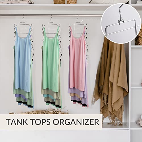2 Pack Tank Top Hanger, Bra Organizer for Closet, Space Saving | 32 Hooks Total, Sturdy Metal, 360° Rotating, Foldable Design, Hanging Closet Organizers and Storage for Apartments and Dorms