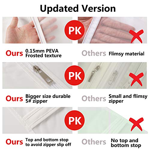 Hanging Garment Bags 7 Piece Set - 60 Inch Translucent Dust Proof Clothes Bag White Breathable Full Zipper Dust Cover for Suit Dance Costumes Gown Dress.
