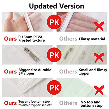 Hanging Garment Bags 7 Piece Set - 60 Inch Translucent Dust Proof Clothes Bag White Breathable Full Zipper Dust Cover for Suit Dance Costumes Gown Dress.