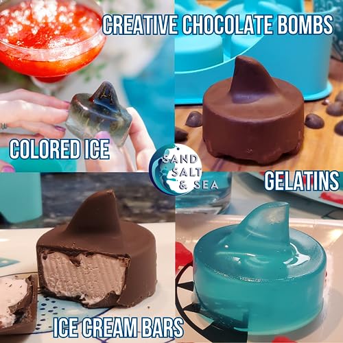 Silicone Shark Fin Ice Cube Tray, 100% Food Grade, BPA-Free Sharkweek Shark Gifts, Dishwasher Safe Silicone, Shark Party or Birthday Gift, Upright-Floating Fin Ice Mold