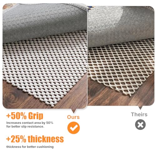 Non-Slip Rug Pad 6x9 Ft – 6'x9' PVC Anti-Slip Carpet Gripper Mat, 6 by 9 Feet Non Slip Pad for Area Rugs, Under Rug Padding for Hardwood Floors, Carpet Gripper Mat for Floors