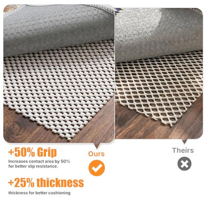 Non-Slip Rug Pad 6x9 Ft – 6'x9' PVC Anti-Slip Carpet Gripper Mat, 6 by 9 Feet Non Slip Pad for Area Rugs, Under Rug Padding for Hardwood Floors, Carpet Gripper Mat for Floors