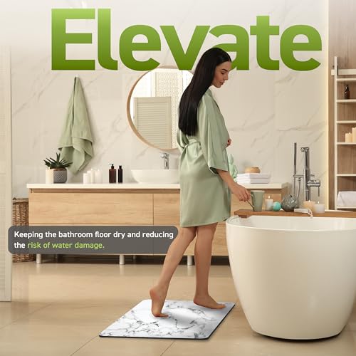 Stone Bath Drying Mat | Diatomaceous Earth Shower Mat | Non-Slip | Super Absorbent | Quick Drying | Bathroom Floor Mat, Natural, Easy to Clean (Onyx Marble, 23.5" x 15.25")