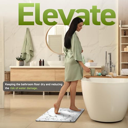 Stone Bath Drying Mat | Diatomaceous Earth Shower Mat | Non-Slip | Super Absorbent | Quick Drying | Bathroom Floor Mat, Natural, Easy to Clean (Onyx Marble, 23.5" x 15.25")