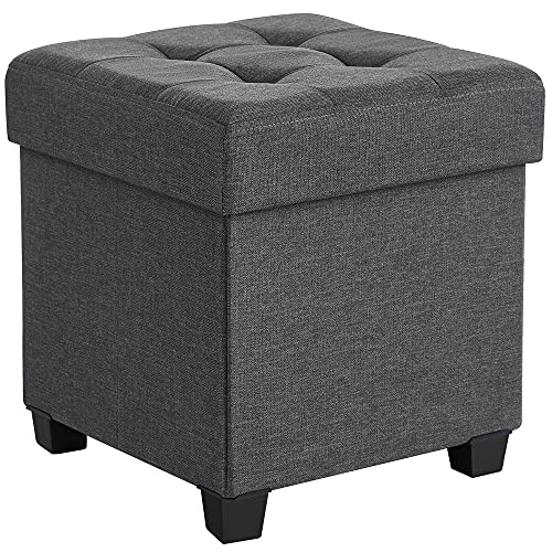 Storage Ottoman, Small Ottoman Foot Rest with Legs... (Black)