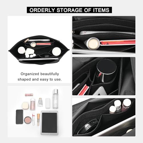 LOUKAYCCI Felt Purse Organizer Insert for Longchamp Le Pliage L Handbag Insert (Large, Black)